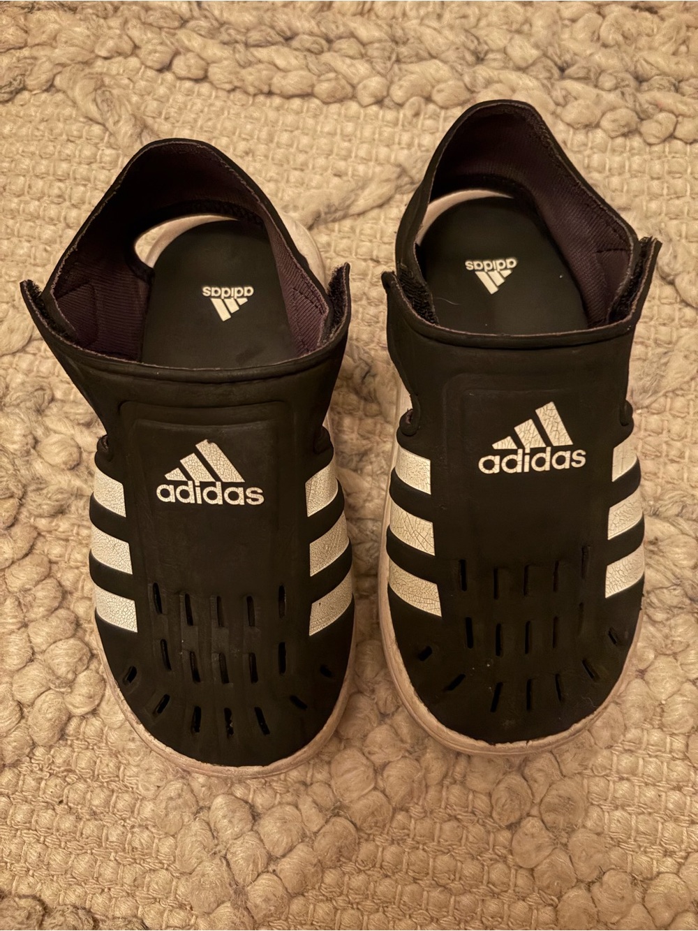 adidas Kids Black and White Slip-On Water Shoes